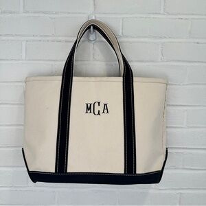 Vintage LL Bean Medium Boat & Tote Canvas Black Canvas Bag Monogramed